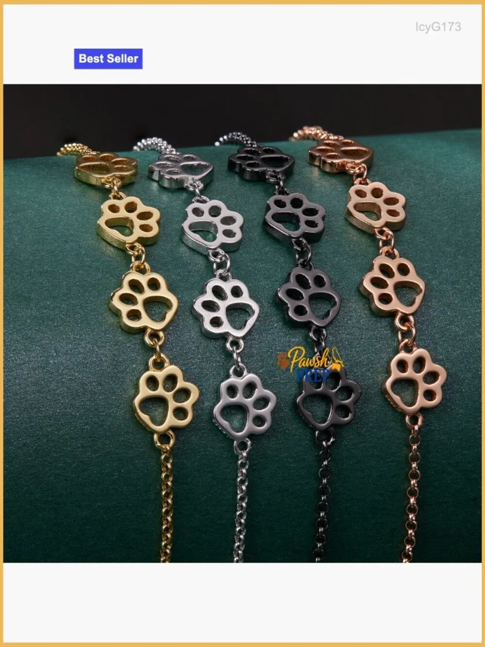 925 Sterling Silver Adjustable Paw Print Charm Bracelet for Pet Lovers